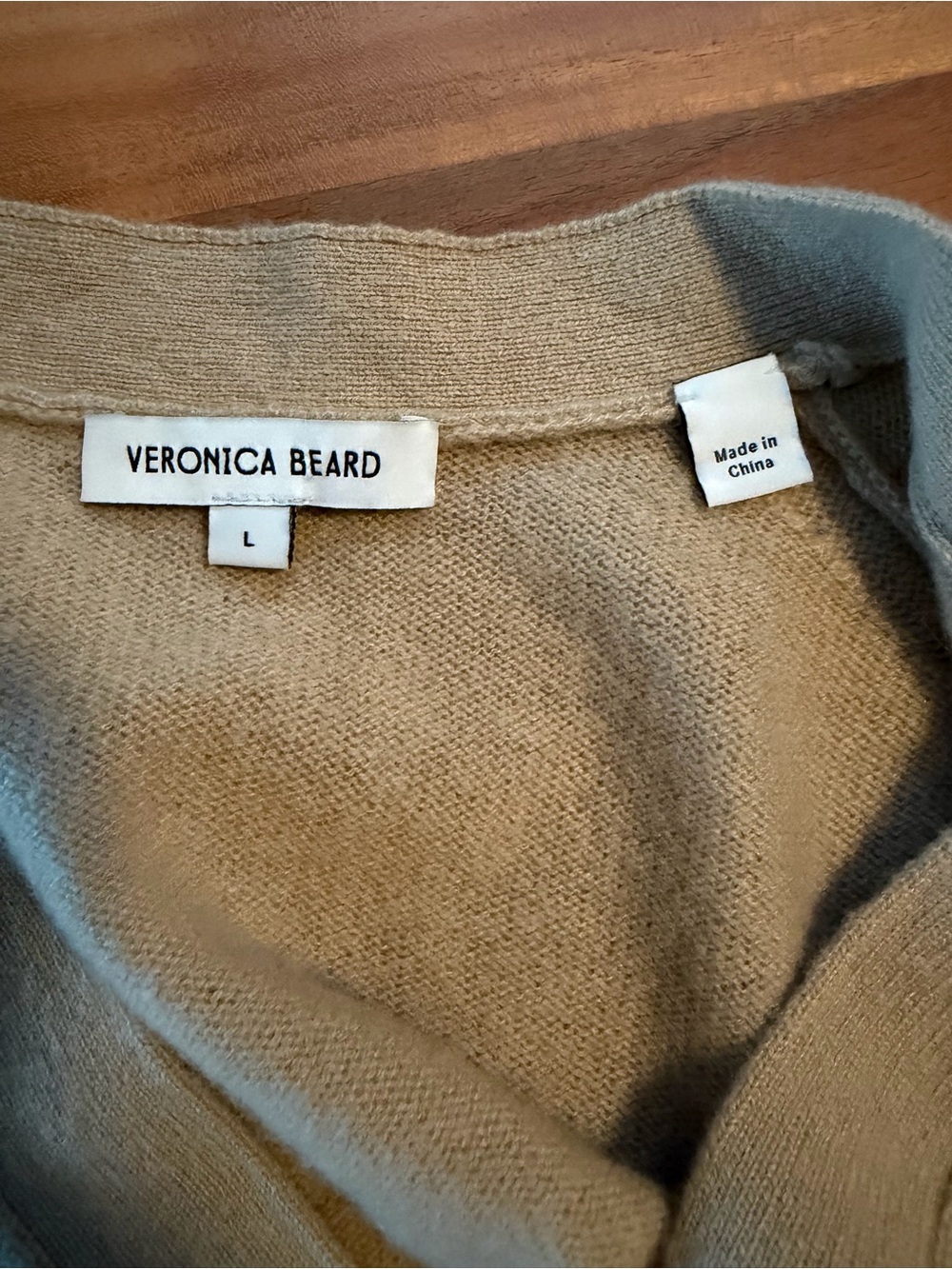 100% Cashmere Veronica Beard Camel V-Neck Button Cardigan - Picture 4 of 8